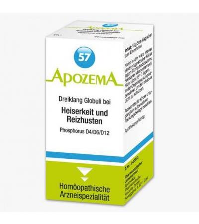 Apozema Dreiklang Globuli bei Heiserkeit und Reizhusten Nr. 57 (Phosphorus D4/D6/D12) 15 g